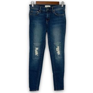 PRINCIPLE DENIM INNOVATORS Dreamer Distressed Knee Patch Skinny Ankle Jean, 25